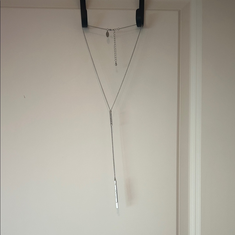 Charming Charlie Silver Lariat Necklace